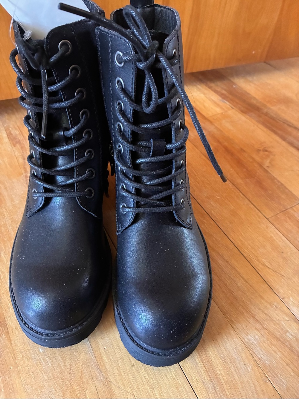 Genuine Leather Lace-Up Combat Boots NWT